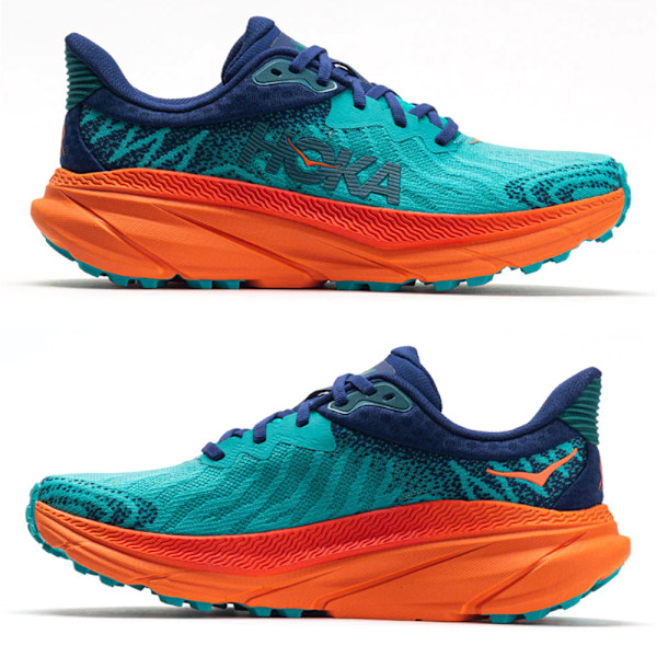 HOKA ONE ONE Challenger ATR 7 Herrskor Lågprofil Löpskor för Asfalt Blue + Orange 42.5