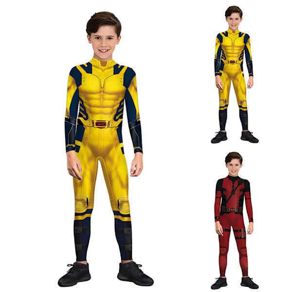 Halloween Kostym för Pojkar Deadpool 3 Wolverine Cosplay Jumpsuit Festkläder Deadpool XL