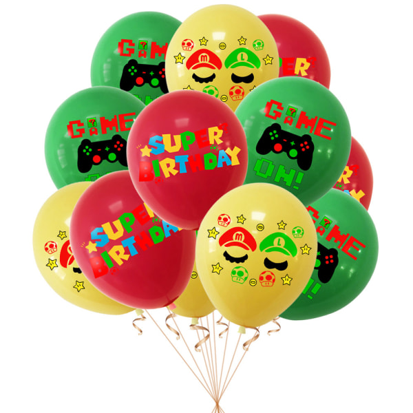 Födelsedagsdekoration Ballonger Tårtlock Grattis på födelsedagen-Banner Grön Gul Super Mario Bros