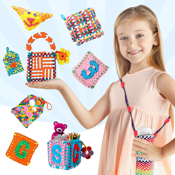 1 Set Vävstol Kit med Regnbågsfärgade Loopvirknålar för Nybörjare DIY Konst & Hantverk Grytunderlägg Handgjort