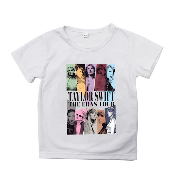 Barn Pojkar Flickor Taylor Swift Kortärmad T-shirt Casual Pullover Tee Topp Gåvor White 130cm