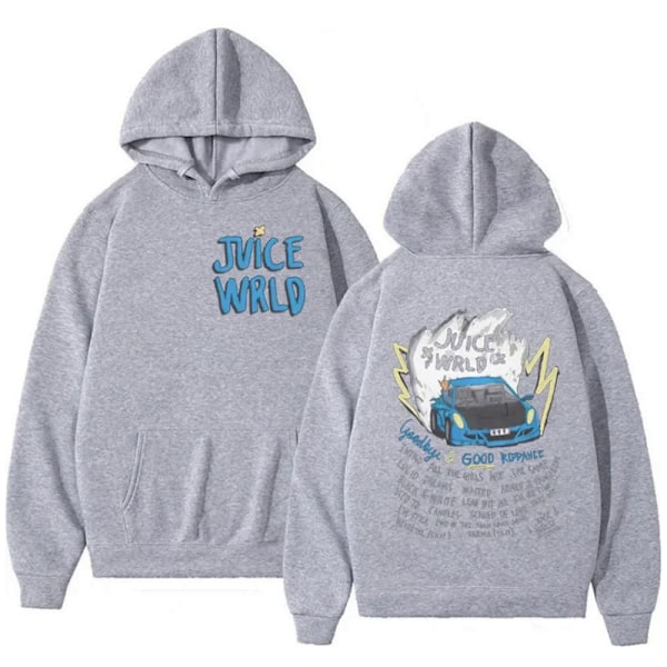 Kvinnor JUICE WRLD Tryckt Rolig Hoodie Fickor Hooded Sweatshirts 2024 Grey M