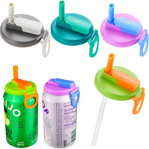 4 st Soda Burkskydd med sugrör 4 färger Silikon Dryckesburkslock Återanvändbara för juice Seltzer Dryck 4PCS