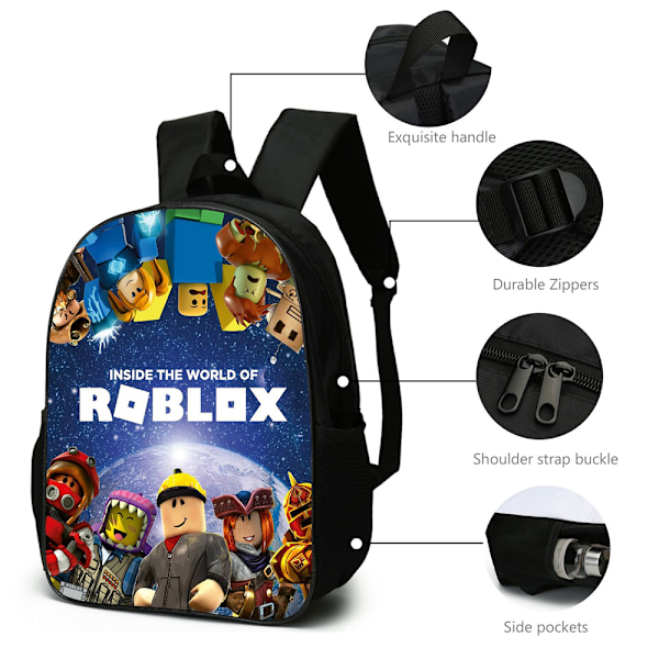 Roblox Tryckt Ryggsäck Ryggsäck Axelväska Pennfodral Skolstudent Lunchväska C