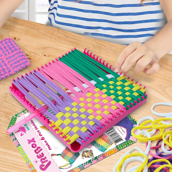 1 Set Vävstol Kit med Regnbågsfärgade Loopvirknålar för Nybörjare DIY Konst & Hantverk Grytunderlägg Handgjort