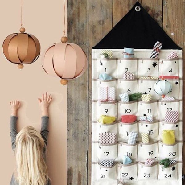 Fyll-din-egen tyg adventskalender för jul jul vägg hängande fickor