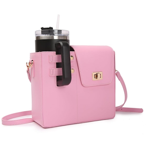 Vattenflaska Väska, Bärbar Crossbody Väska för Vattenkopp, Justerbar Axelrem, Väska med Förvaringsficka för Kvinnor Pink