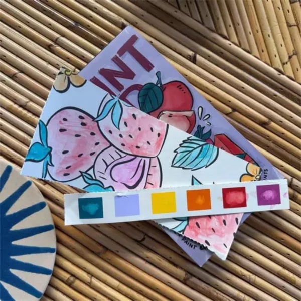 Mini Akvarellmålningsblock med 1 Pensel Typo Pigment Graffiti Målarbok