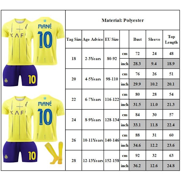 Fotbollströja Barn Pojkar Flickor #10 MRNE Fotbollskit Träningsdräkt Sportkläder Outfit 26
