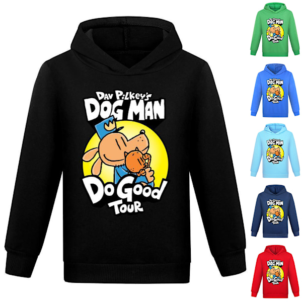 Barn Tecknad Hund Man Dogman Tryckta Huvtröjor Långärmad Tröja med Huva Toppar Dark Blue 160cm
