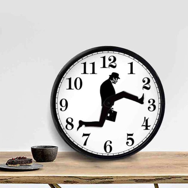 Kreativ Monty Python-inspirerad Silly Walk-väggklocka Silent Mute Clock Black frame