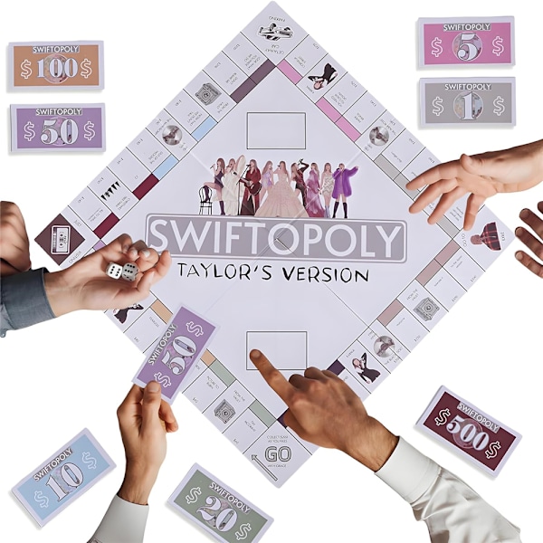 Monopoly-inspirerat brädspel Swiftopoly Taylor Swift Handgjord Ask Era Tour Ga White