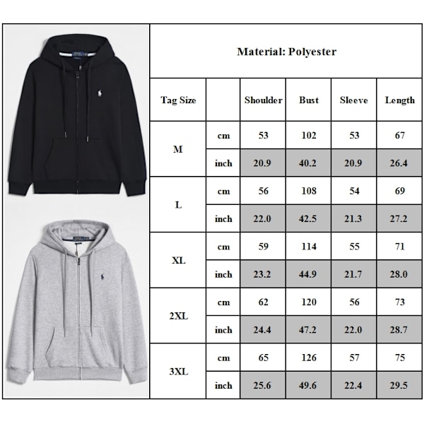 Ralph Lauren Herr Hoodies Tröja Zip Huvtröja Casual Långärmad Pullover B L