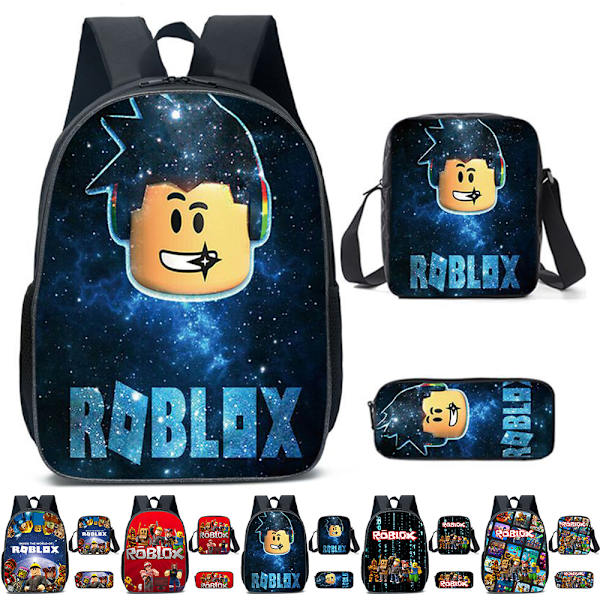 Roblox Tryckt Ryggsäck Ryggsäck Axelväska Pennfodral Skolstudent Lunchväska C