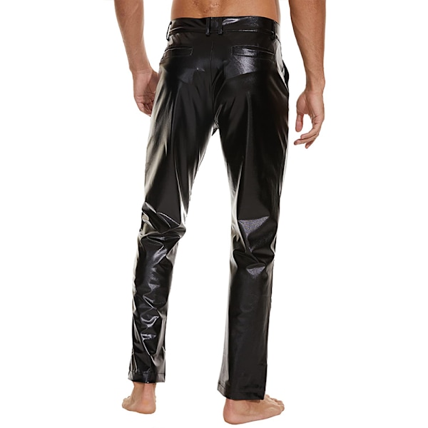 Herrar Blanka Paljettbyxor Raka Ben Nattklubb Fest Dans 70-tals Byxor Black L
