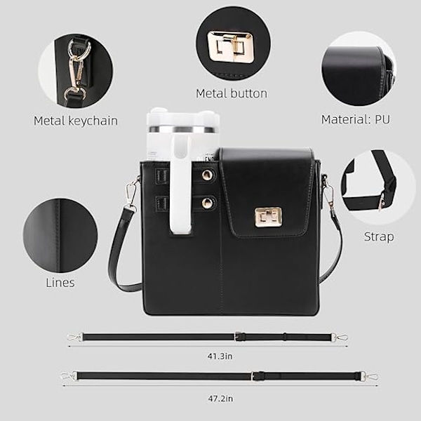 Vattenflaska Väska, Bärbar Crossbody Väska för Vattenkopp, Justerbar Axelrem, Väska med Förvaringsficka för Kvinnor White