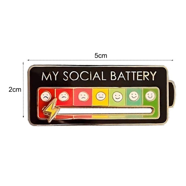 Social Battery Slider Pin Funny Mood Interactive Emalj Pins för 7 dagar i veckan Black 2PCS
