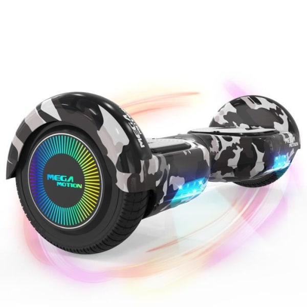 MEGA MOTION Hoverboard 6,5" Camouglage - två hjul med Bluetooth-högtalare - med LED-lampor för barn