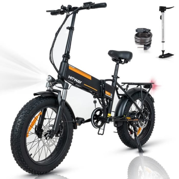 HITWAY Electric Bike E-Bike 20" x4.0 Fat Tire, hopfällbar, 250W motor, 36V 12Ah avtagbart batteri, EBike City Räckvidd 35-90km