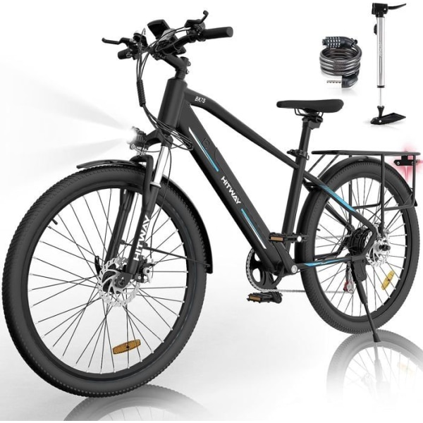 HITWAY Elcykel 26" VAE - 36V/12Ah batteri - 250W Motor - Shimano 7  hastigheter - MTB elektrisk mountainbike - E-BIKE Svart 4645 | Fyndiq