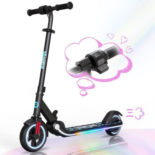 RCB Folding Electric Scooter - LED-skärm - Färgglada neonljus - Justerbar höjd och hastighet - För barn i åldrarna 6-12