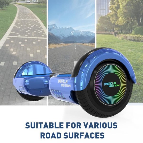 MEGA MOTION Blue Hoverboard och Blue Kart Pack, 2 hjul Hoverboard 6,5" LED-lampor med Bluetooth-högtalare
