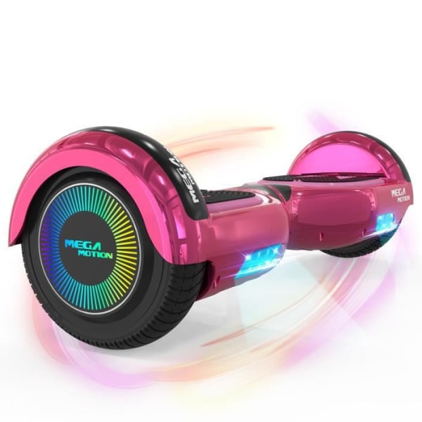 MEGA MOTION Hoverboard 6,5" Rosa - två hjul med Bluetooth-högtalare - med LED-lampor för barn