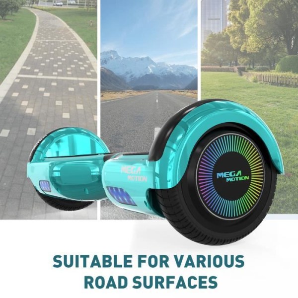 MEGA MOTION Hoverboard 6,5" Grön - två hjul med Bluetooth-högtalare - med LED-lampor för barn