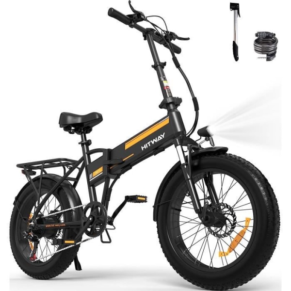 HITWAY Electric Bike E-Bike 20" x4.0 Fat Tire, hopfällbar, 250W motor, 36V 12Ah avtagbart batteri, EBike City Räckvidd 35-90km BK10
