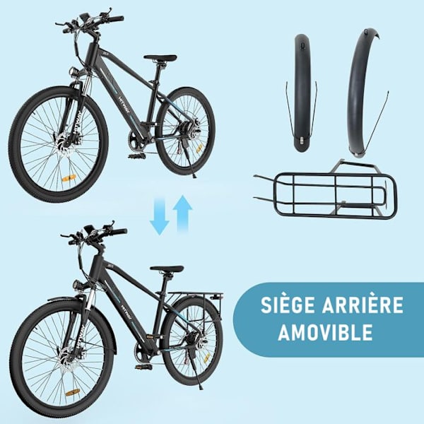 HITWAY BK7S mountainbike - 36V/12Ah batteri - 250W motor - Shimano 7 hastigheter - Svart