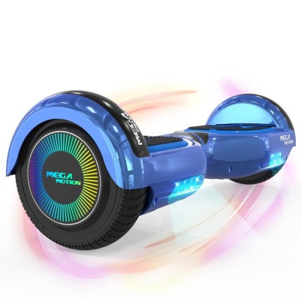 MEGA MOTION Hoverboard 6,5" Blå - två hjul med Bluetooth-högtalare - med LED-lampor för barn