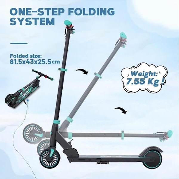 RCB Folding Electric Scooter Lätt justerbar Scooter 150W Motor 5,5 Inch For Child Black&Blue