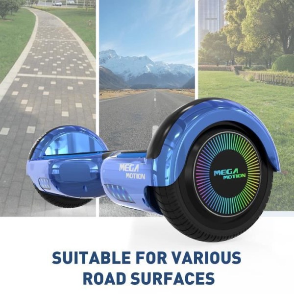 MEGA MOTION Hoverboard 6,5" Blå - Bluetooth-högtalare - med LED-lampor för barn