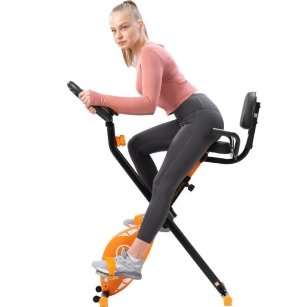 CITYSPORTS Fitnesscykel hopfällbar motionscykel med ryggstöd, med 8 motståndsnivåer, LCD-skärm CS01
