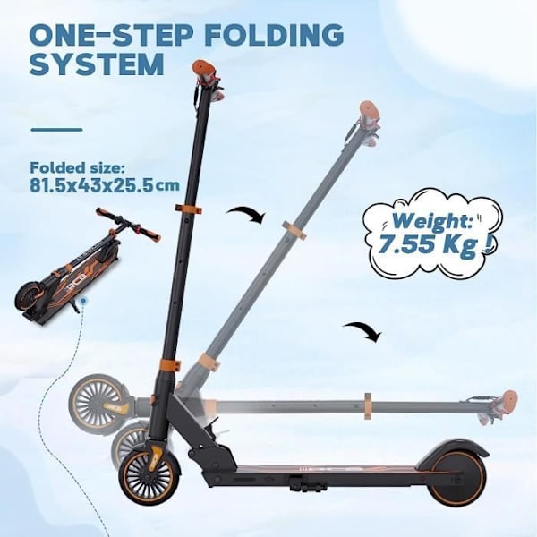 RCB Folding Electric Scooter Lätt justerbar Scooter 150W Motor 5,5 Inch For Kid Black&Orange