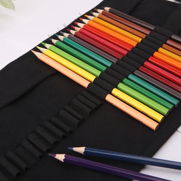 Rollable Pencil Case - 36 Compartments Svart black