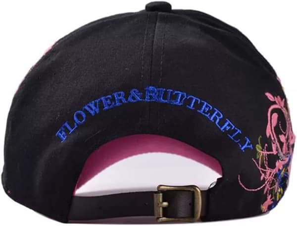 Damehatt Vårreise Baseballcaps Sommerfuglbroderi