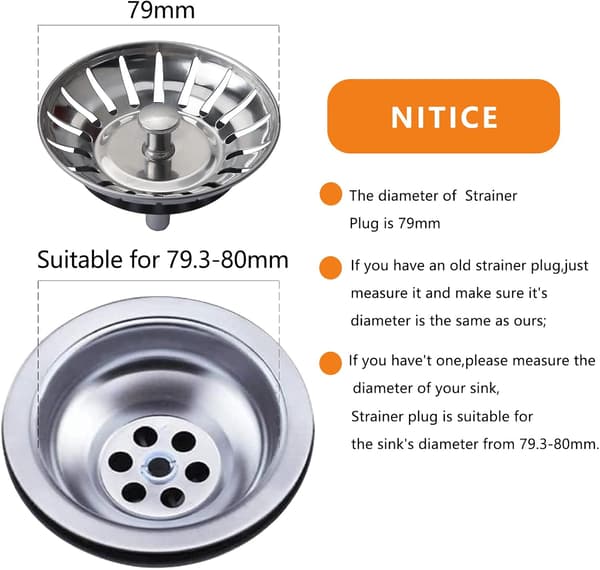 2 stk vaskeplugger kjøkkenavløpsplugger rustfritt stål vaskeplugg erstatning med 18 hull plugg vaskeplugg vanntett vaskeplugg diameter...