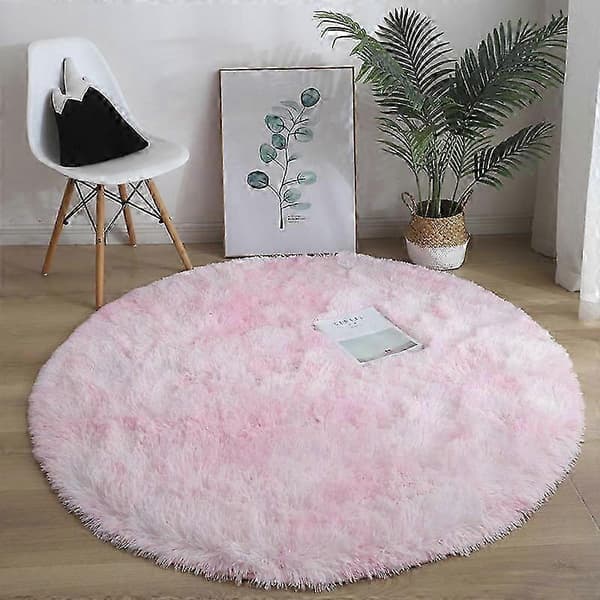 stor rund tæppe plys fluffy tæppe til stuegulv lyserød tie-dye