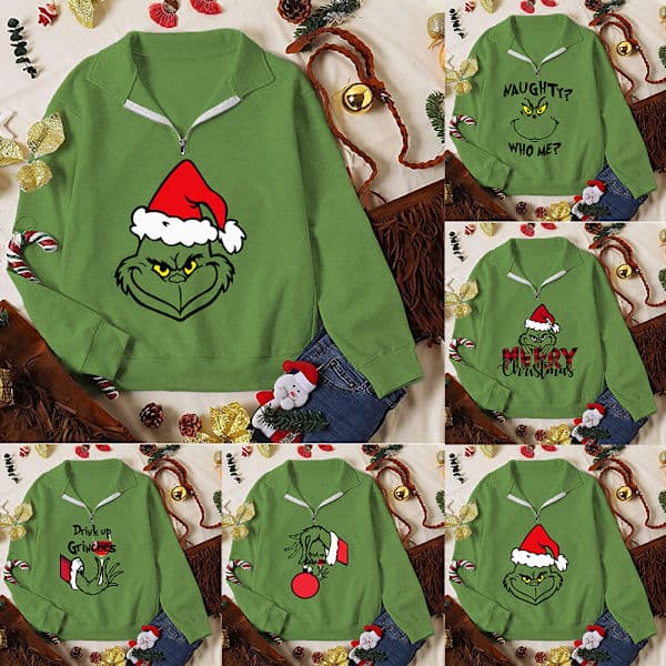 The Grinch dam casual långärmad julmönstrad tröja AAAM