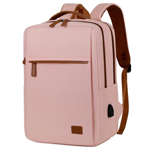 Laptop Backpack Durable Waterproof Travel Backpack with USB Charging Port, Pink