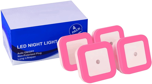 [4-pack] Red Night Light, LED Wall Light with Dusk Sensor, Automatic On/Off - Perfect for Bedroom, Kids and Nursery