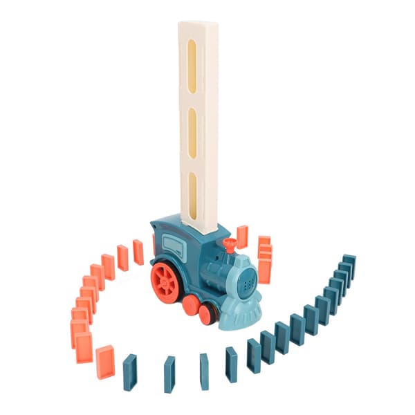 Domino Train Toy Sound Light Improve Creativity Automatic Domino Stacking Game for Kids Blue
