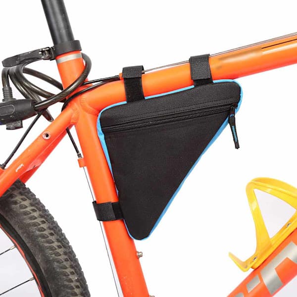 Quick Release Front Sadel Cykeltilbehør Toprør Trekant Værktøjstaske (Sort&Blå)