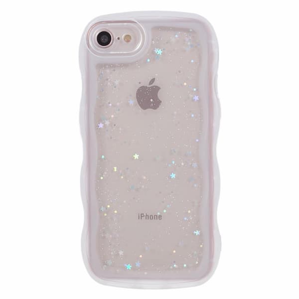 JTW-serien deksel til iPhone 7/8/SE (2020)/SE (2022) Glitterstjerner Bølget Kant TPU-beskyttelse W White Style E iPhone 7 4.7 inch