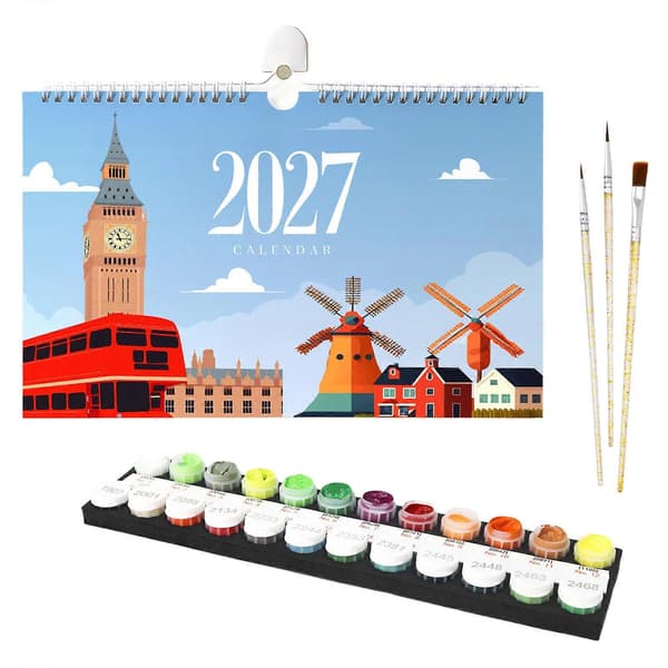 Plante Mal efter nummer Kalender Interaktiv 2027 Skrivebordskalender til Væg Skrivebordsdekoration C