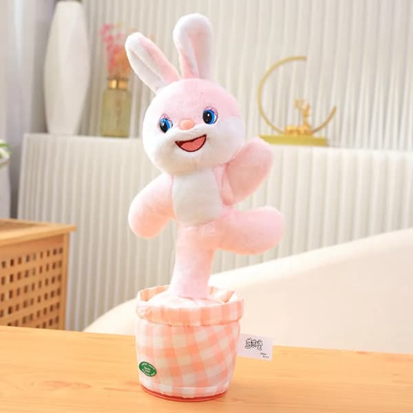 Dancing Rabbit Cow Interactive Learning Musical Talking Repeat Talking Stuffed Animal Gift Same Intelligent Cactus(D) color Blue Rabbit