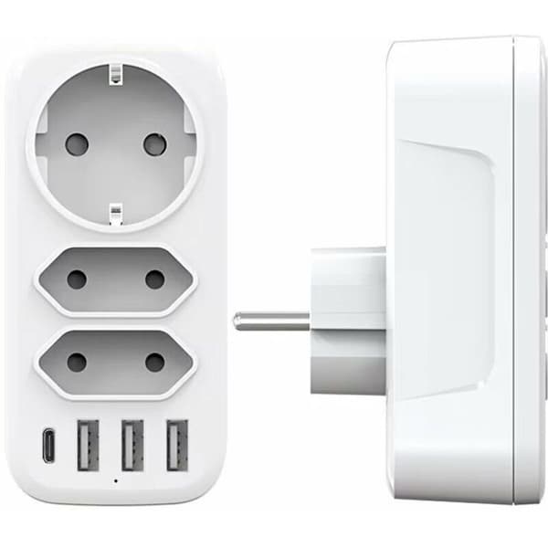 AC Outlet and 3 USB 3A Wall Socket Strip - 6-in-1 4000W Charger Smart Charging System Compatible with All USB Devices