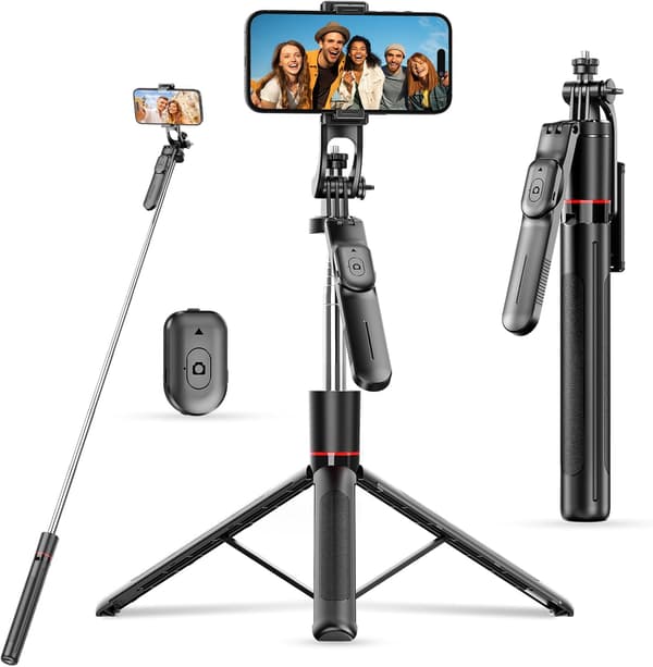 67\" Selfie Stick Tripod for iPhone with Remote Control Phone Holder and 1/4\" Screw Extendable Travel Tripod for Mobile Camera