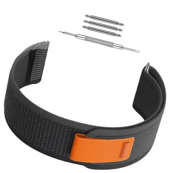 Garmin Compatible Nylon Strap 22mm - Forerunner 245/255/265M Black + gray dots 14
